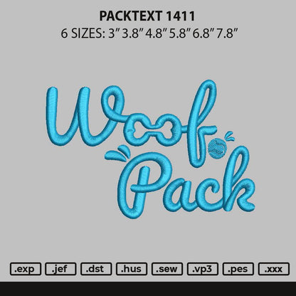 Packtext 1411 Embroidery File 6 sizes