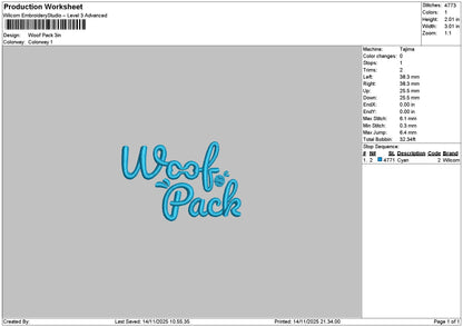 Packtext 1411 Embroidery File 6 sizes