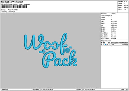 Packtext 1411 Embroidery File 6 sizes