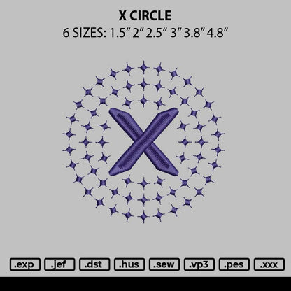 X Circle Embroidery File 6 sizes