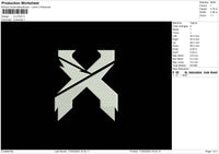 X Logo Embroidery File 6 sizes