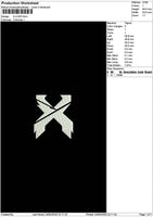 X Logo 6cm Embroidery File 6 sizes