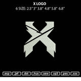 X Logo Embroidery File 6 sizes