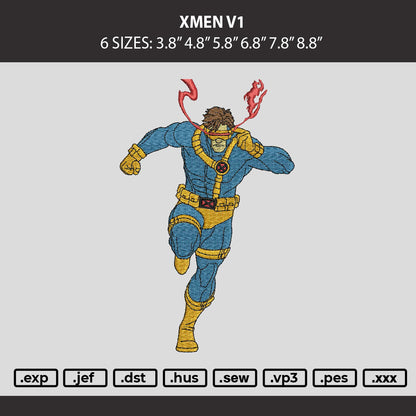 Xmen V1 Embroidery Machine Design File 6 sizes