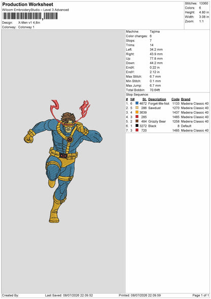 Xmen V1 Embroidery Machine Design File 6 sizes