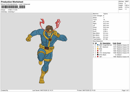 Xmen V1 Embroidery Machine Design File 6 sizes