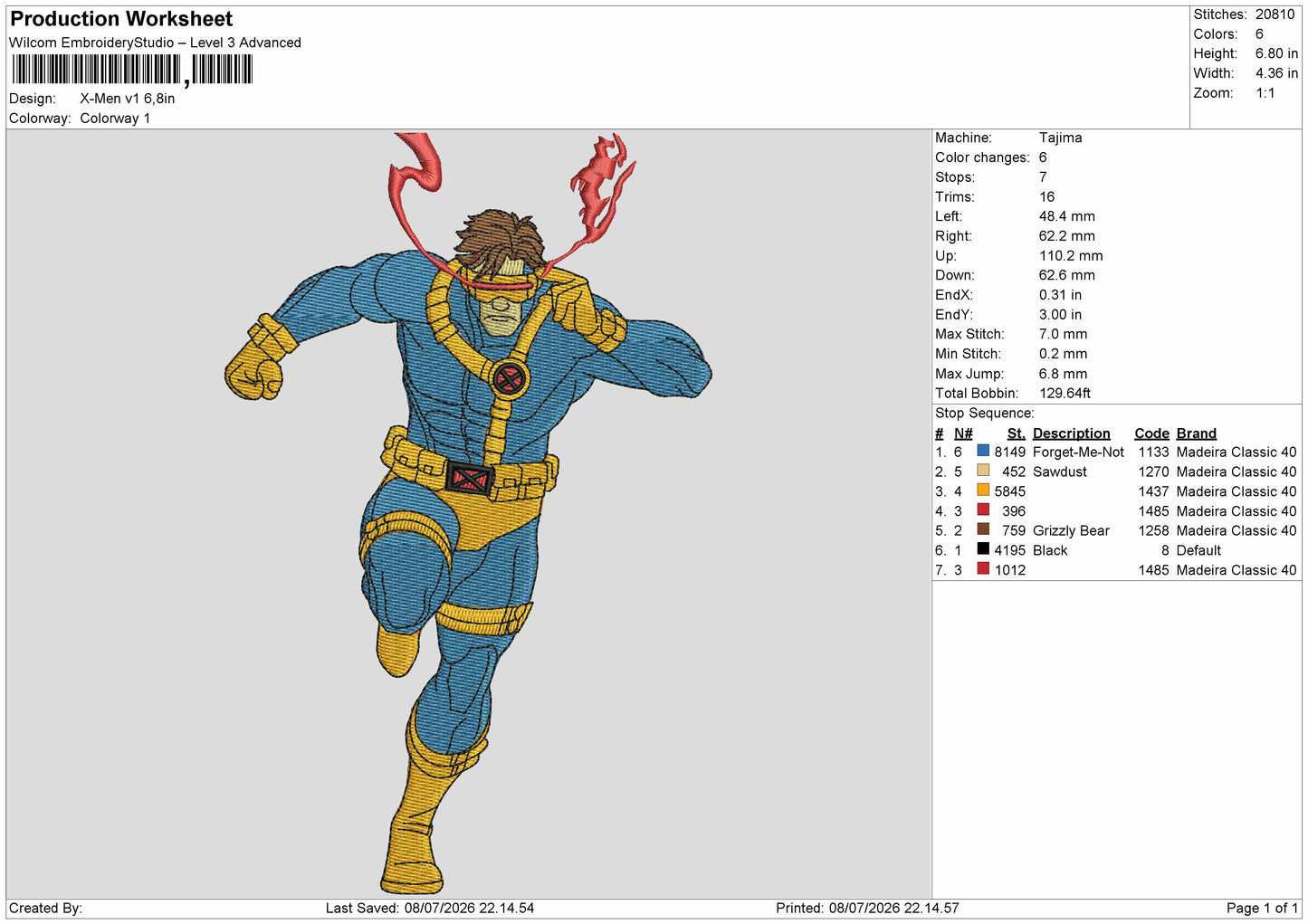 Xmen V1 Embroidery Machine Design File 6 sizes