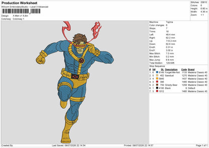 Xmen V1 Embroidery Machine Design File 6 sizes