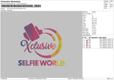 Xclusive Selfie World Embroidery File 4 sizes