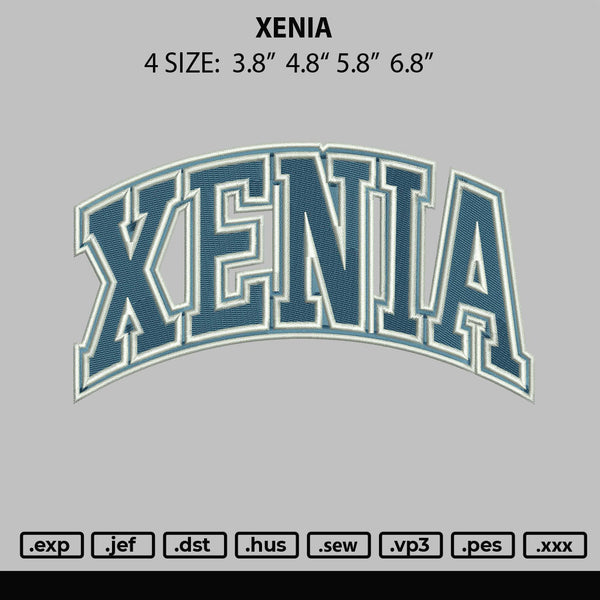 Xenia Embroidery File 4 size