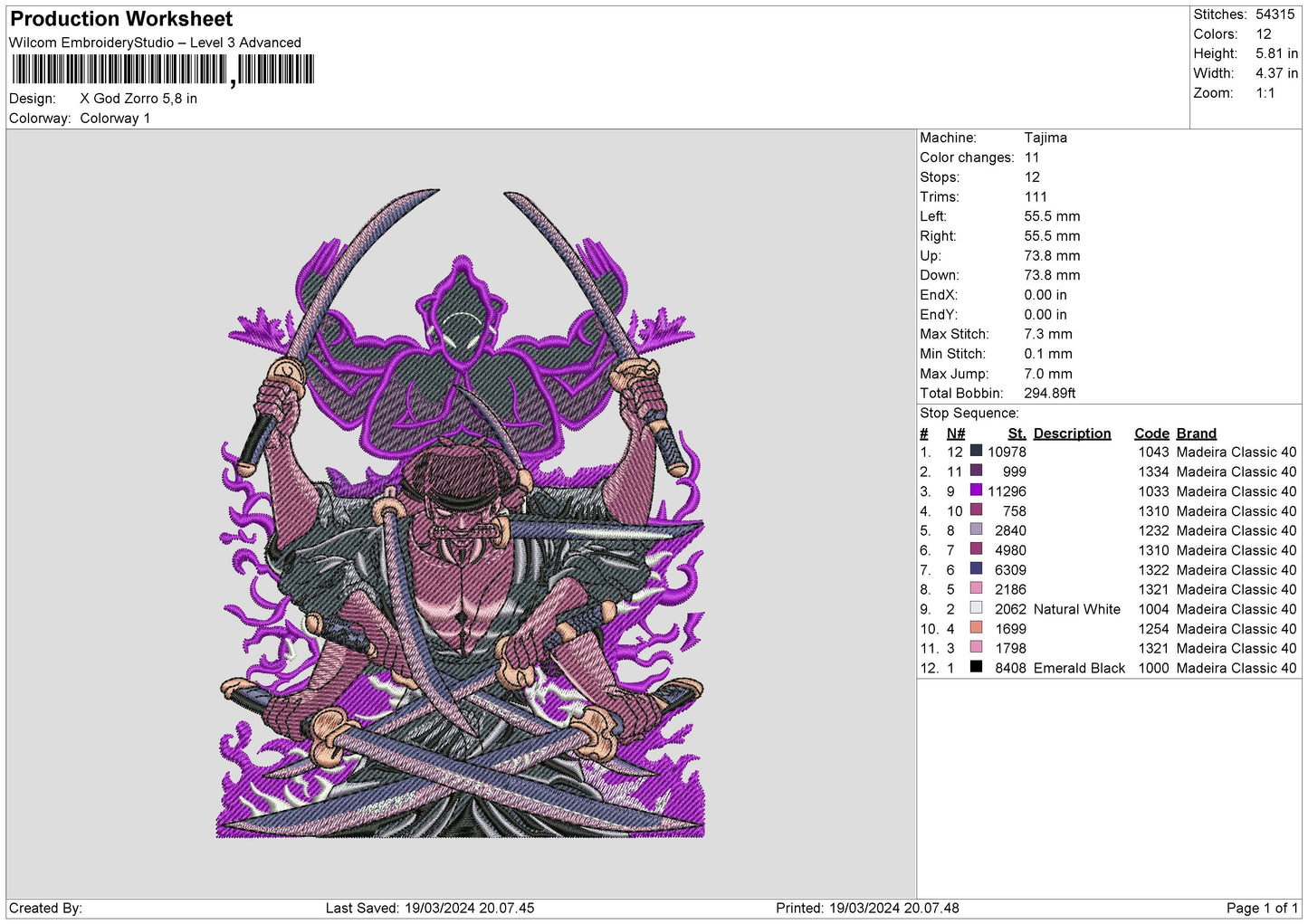 Zorro Purple Embroidery Design File 6 sizes