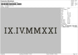 XI IV MMXXI V2 Embroidery File 4 size