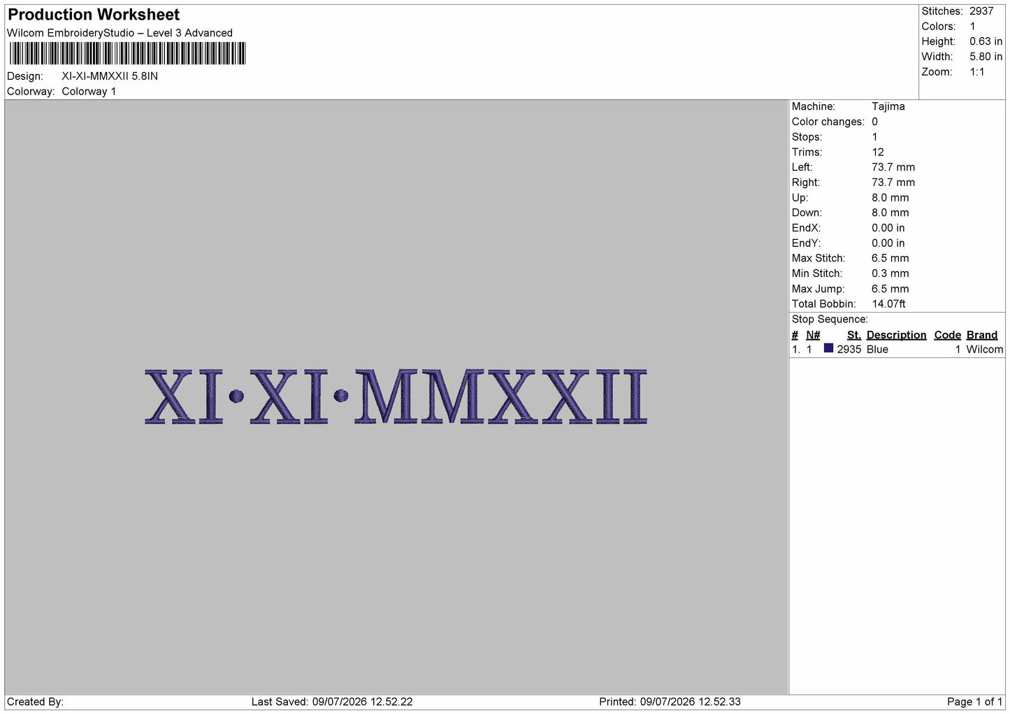 Roman Numerals 0907 Embroidery Machine Design File 6 sizes