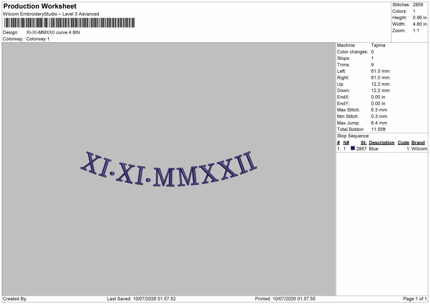 Roman Numerals 0907 Embroidery Machine Design File 6 sizes