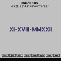Roman 1802 Embroidery File 6 sizes