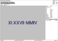 Roman Numeral 2511 Embroidery File 6 sizes