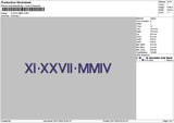 Roman Numeral 2511 Embroidery File 6 sizes