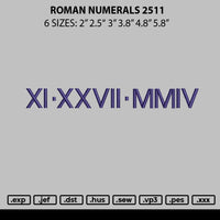 Roman Numeral 2511 Embroidery File 6 sizes