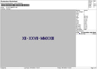 Roman Numerals 1812 Embroidery File 6 sizes