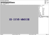 Roman Numerals 1812 Embroidery File 6 sizes