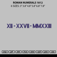 Roman Numerals 1812 Embroidery File 6 sizes