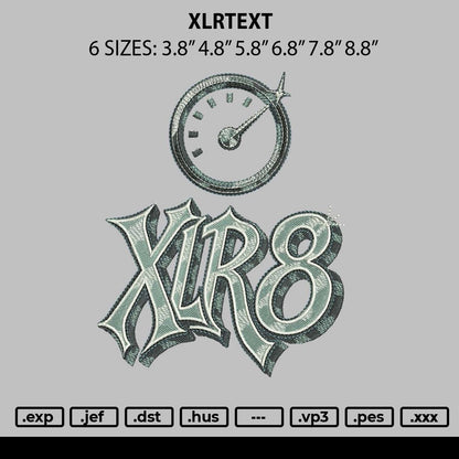 Xlrtext Embroidery File 6 sizes