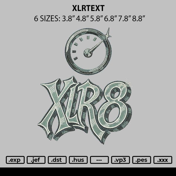 Xlrtext Embroidery File 6 sizes