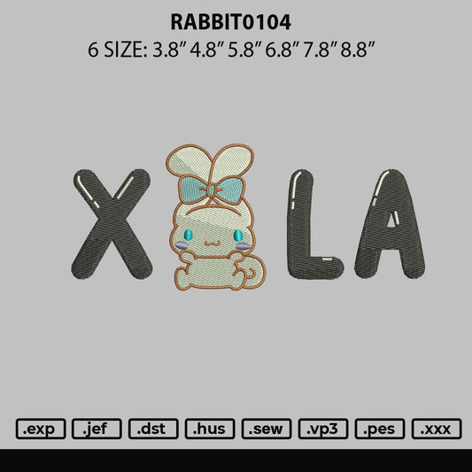 Rabbit0104 Embroidery File 6 sizes