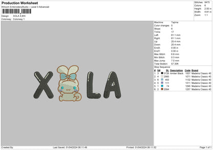 Rabbit0104 Embroidery File 6 sizes