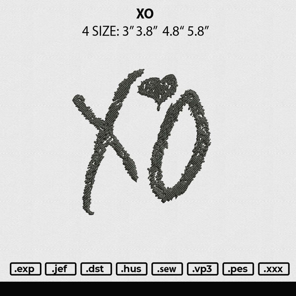 XO Embroidery File 4 size