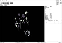 XO Baloon Embroidery File 6 sizes