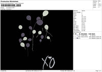 XO Baloon Embroidery File 6 sizes