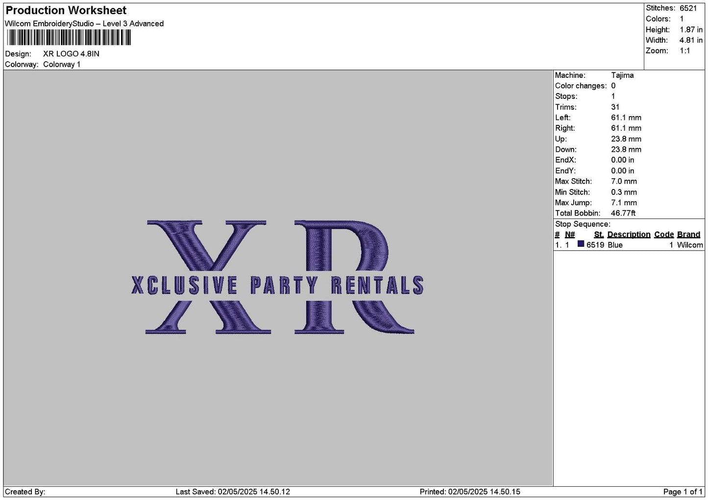 Xrtext Embroidery File 6 sizes