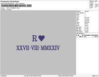 Roman Numerals 0201 Embroidery File 6 sizes