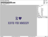 Roman Numerals 0201 Embroidery File 6 sizes
