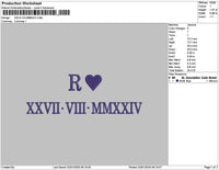 Roman Numerals 0201 Embroidery File 6 sizes