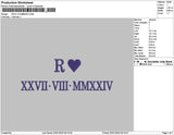 Roman Numerals 0201 Embroidery File 6 sizes