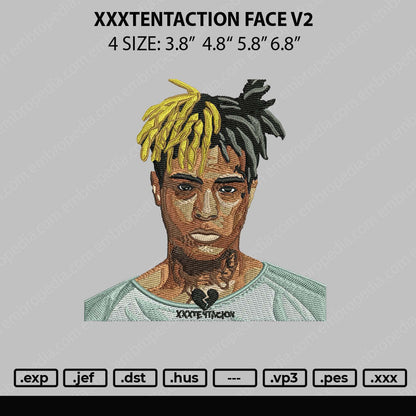 Xxxtentaction Face V2 Embroidery Machine Design File 4 sizes