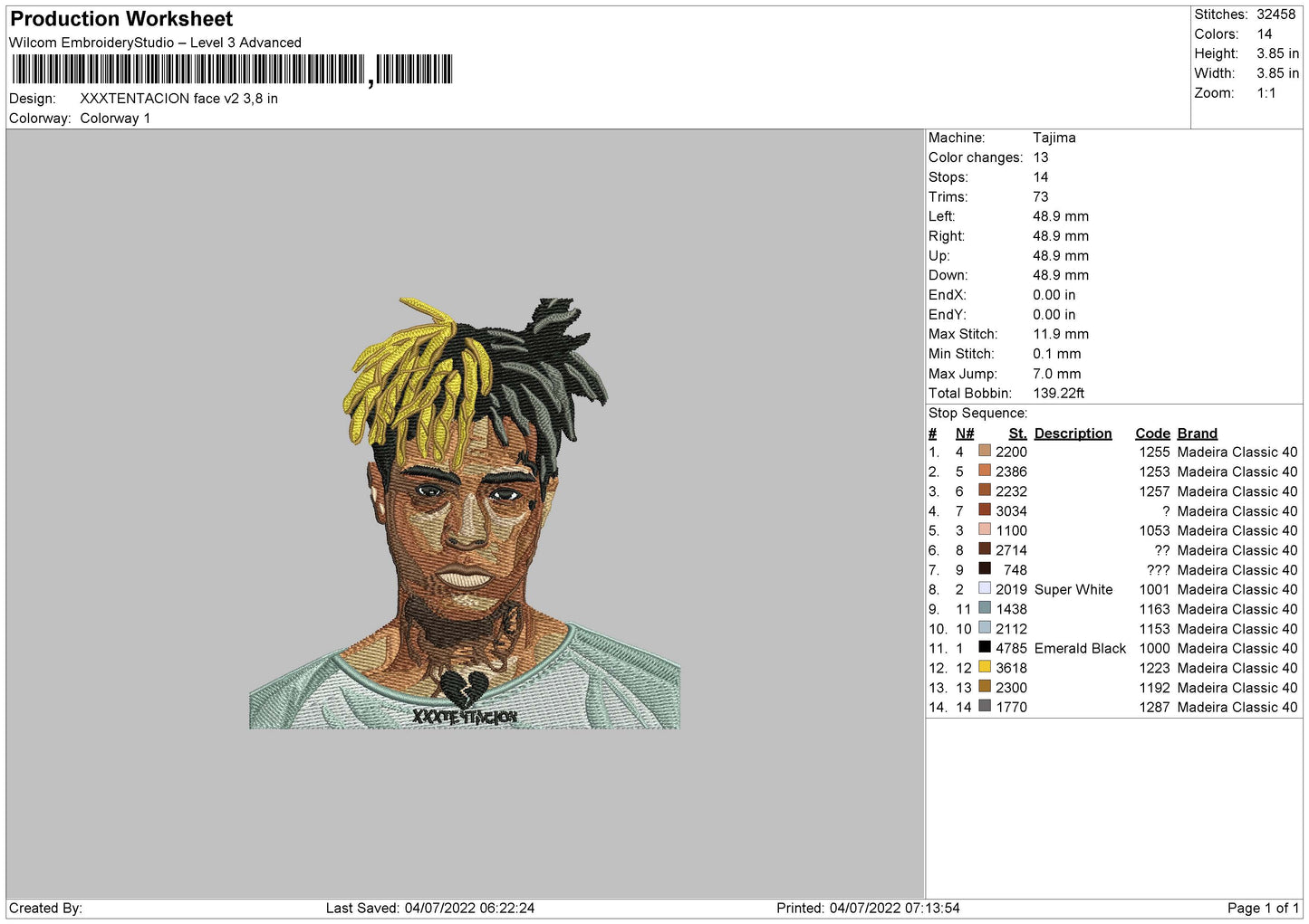 Xxxtentaction Face V2 Embroidery Machine Design File 4 sizes
