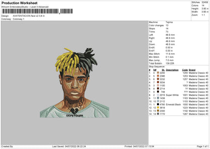 Xxxtentaction Face V2 Embroidery Machine Design File 4 sizes