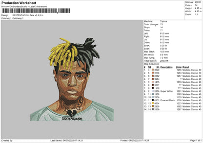 Xxxtentaction Face V2 Embroidery Machine Design File 4 sizes