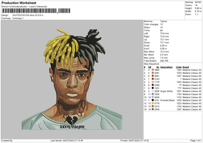 Xxxtentaction Face V2 Embroidery Machine Design File 4 sizes