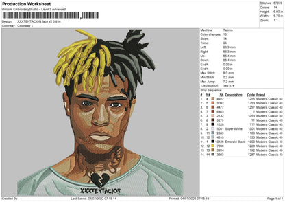Xxxtentaction Face V2 Embroidery Machine Design File 4 sizes