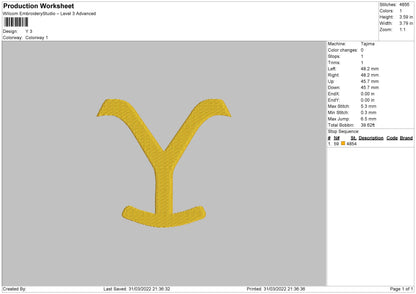 Y Embroidery File 6 size