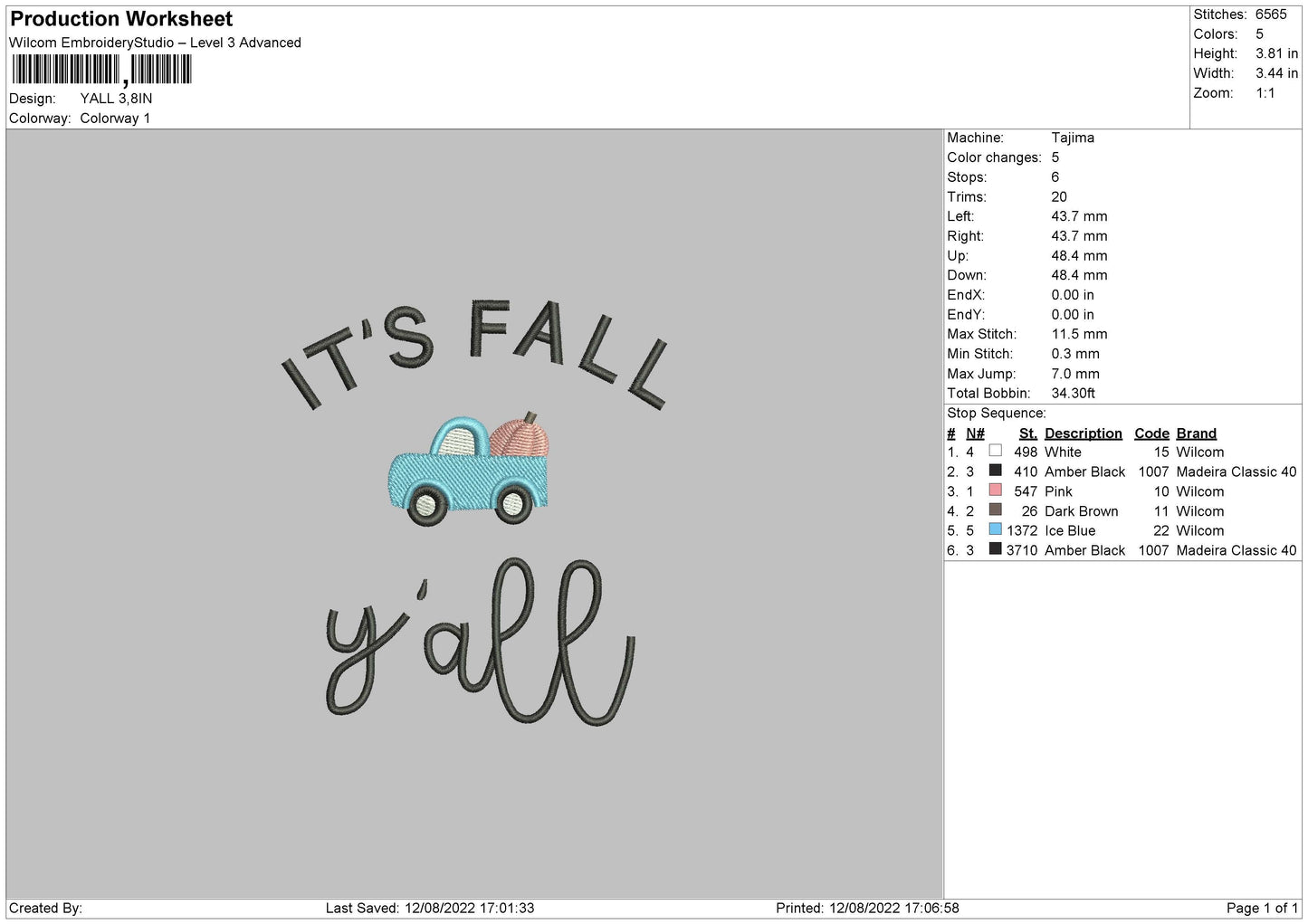 Yall Embroidery Design File 5 sizes