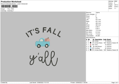 Yall Embroidery Design File 5 sizes