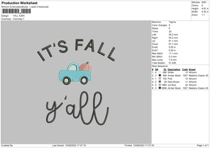 Yall Embroidery Design File 5 sizes