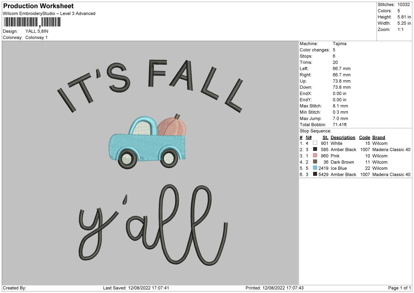 Yall Embroidery Design File 5 sizes