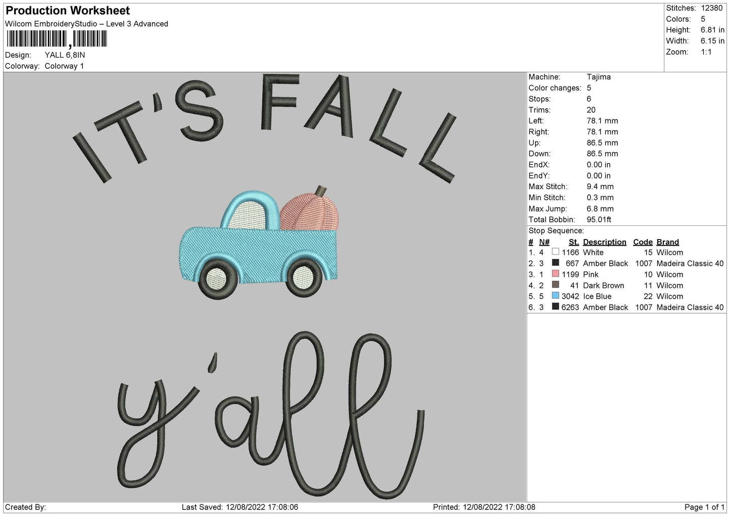 Yall Embroidery Design File 5 sizes