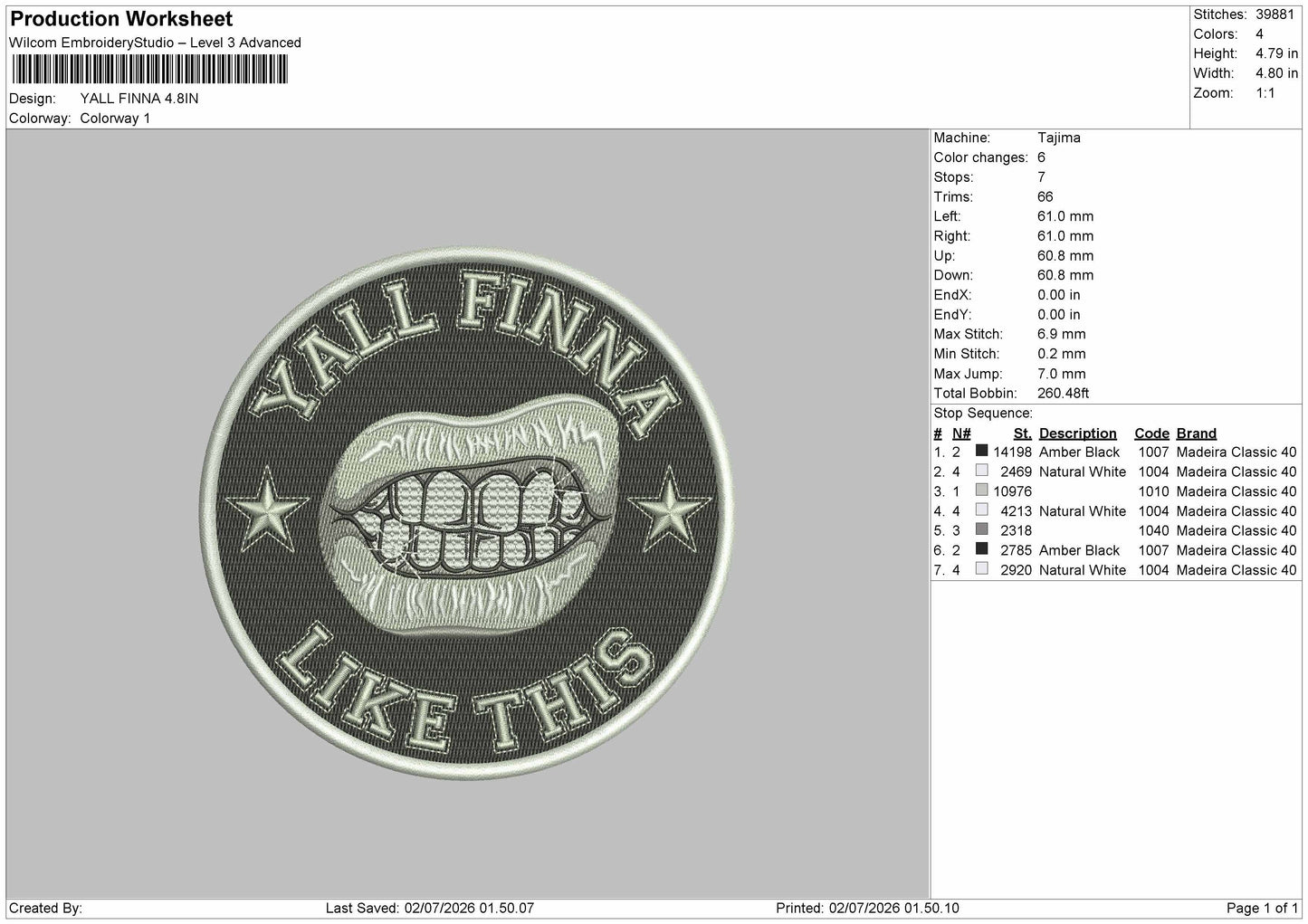 Finnatext Patch Embroidery Machine Design File 6 sizes